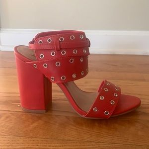 RED GROMMET HEELS SIZE 8